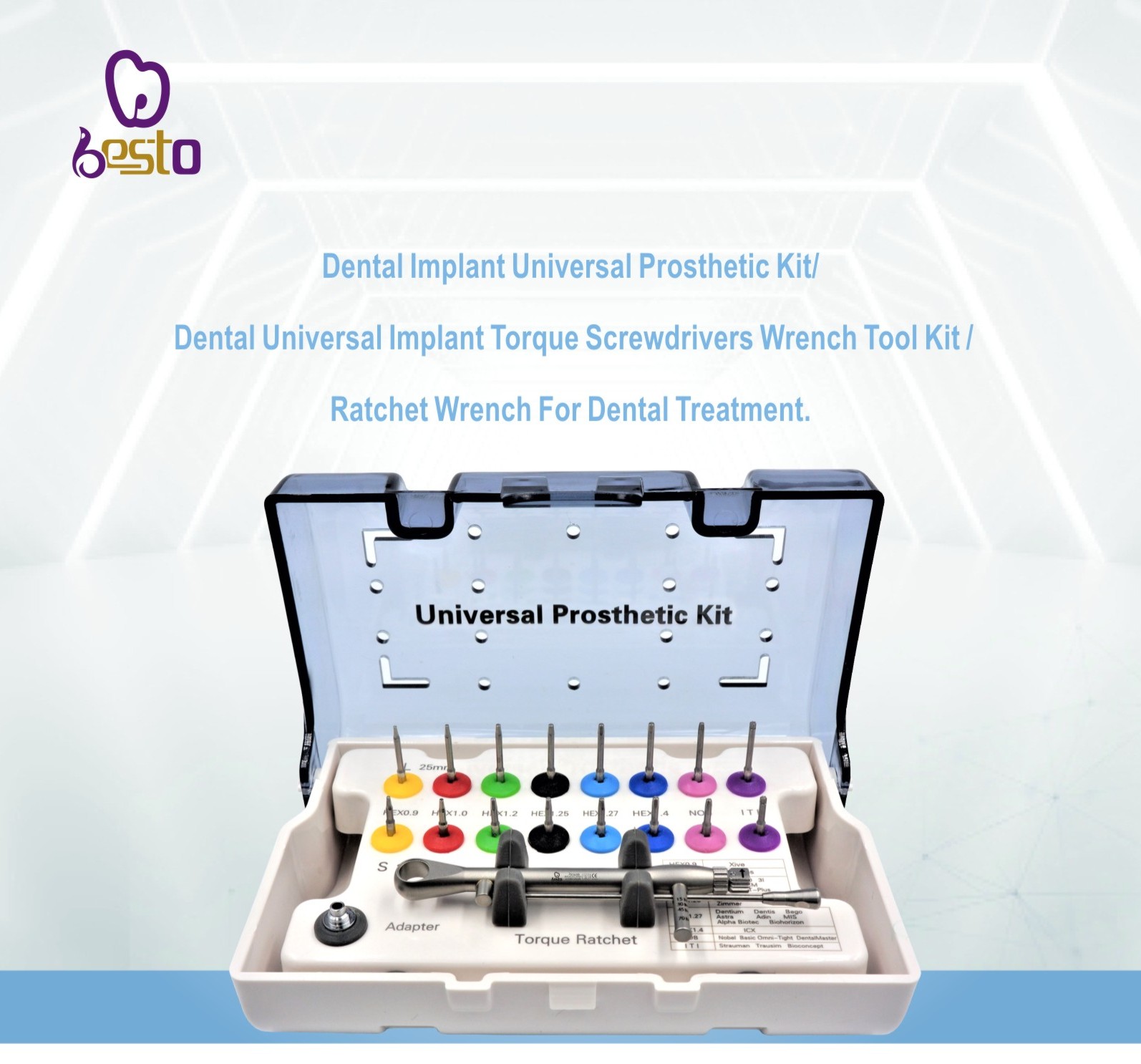 thumbnail image 2 of Universal Implant Prosthetic Kit – Torque Wrench, Drivers, Screwdriver – GSM Dental Instrument 2 of 4