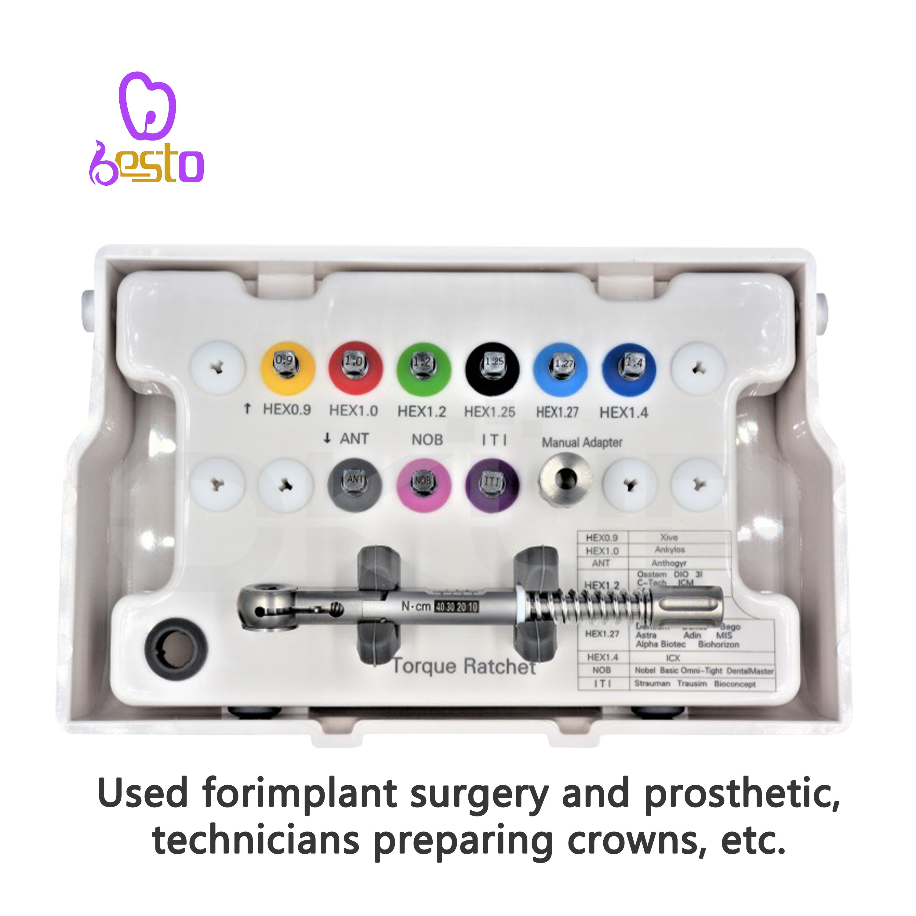 Dental Universal Prosthetic Tools Kit Implant Torque Wrench Ratchet With 9PCS Screw Drivers For Implantology Dental Tools