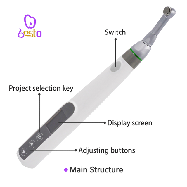 Dental Endo Motor 16:1 Reduction Contra Angle 360 Degree Rotation Endodontic Treatment Root Wireless Canal Therapy Tool