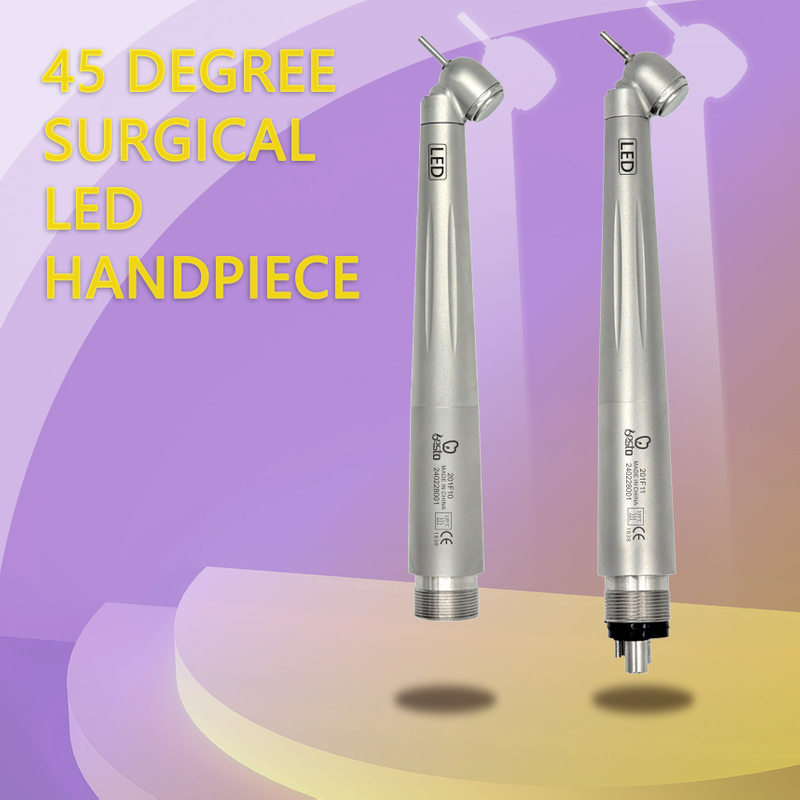 Dental E-generator LED 45 Degree Surgical Handpiece 4 Holes Dental Air Turbine Tips