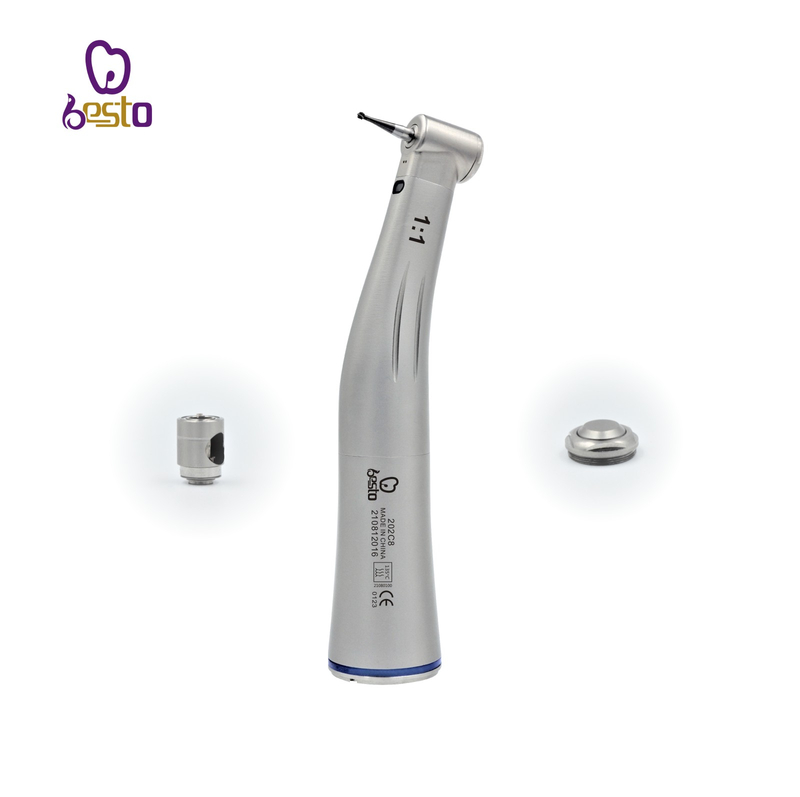 Dental 1:1 Fiber Optic Contra Angle Stailess Steel Single Spray Low Speed handpiece Dental Handpiece 