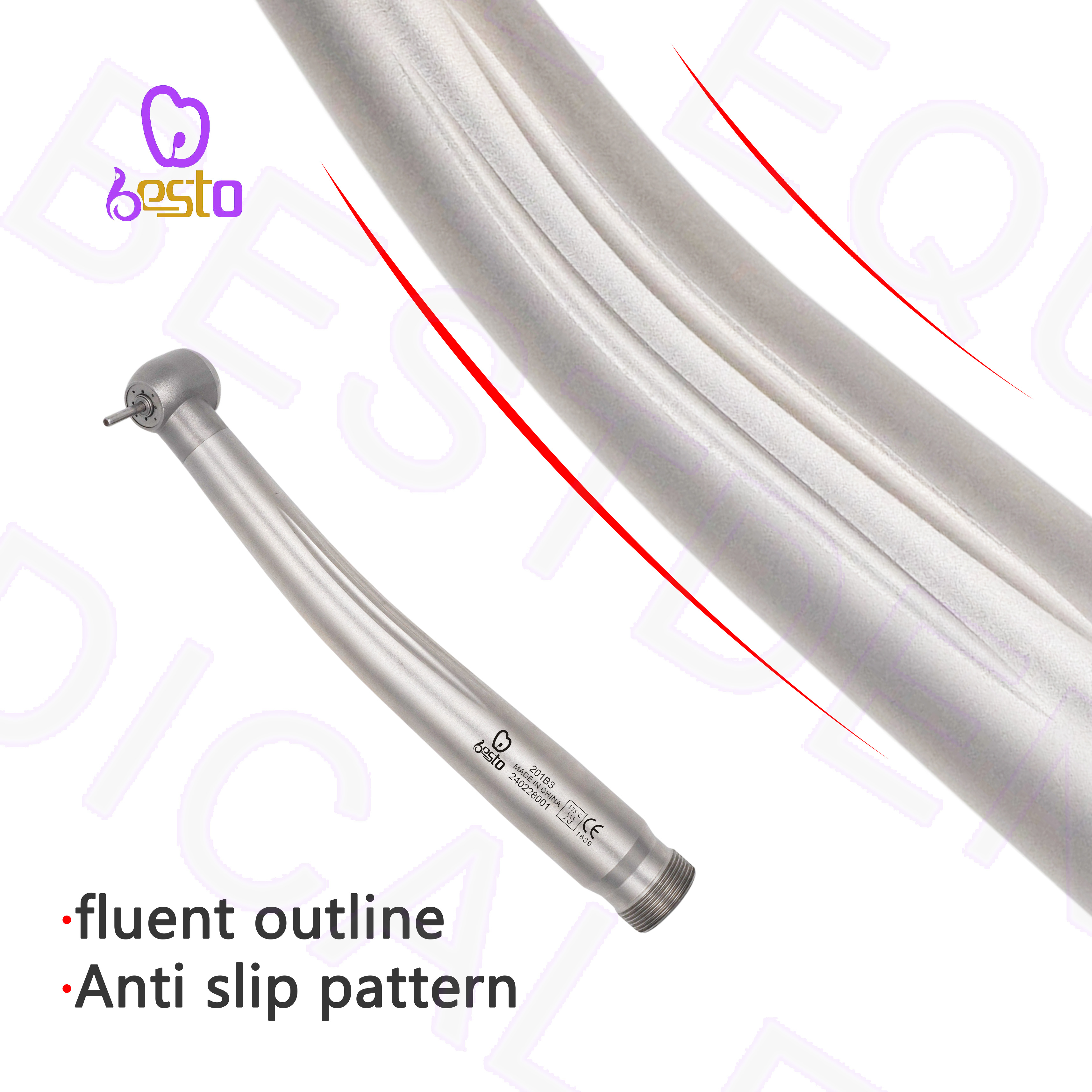 Dentistry Equipment Air Turbine Handpiece Stainless Steel High Speed Dental Tip 4 Water Sprays Handpieces 2holes Standard Head