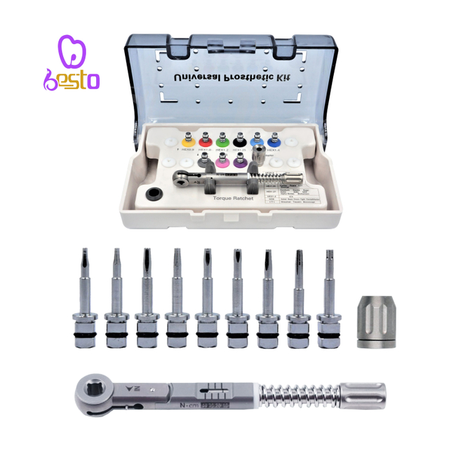 Dental Universal Prosthetic Tools Kit Implant Torque Wrench Ratchet With 9PCS Screw Drivers For Implantology Dental Tools