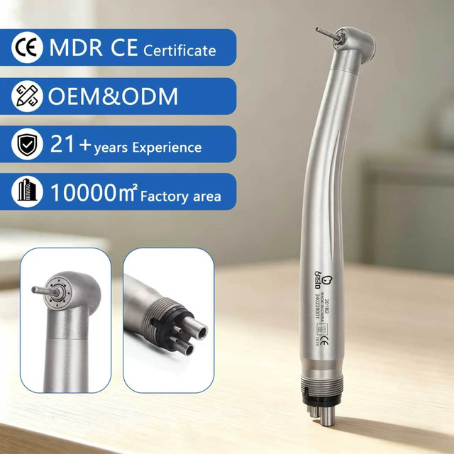 Dental Tips Push Button High Speed Dental Drill Stainless Steel 4holes Mini Head Dentistry Air Turbine Handpiece