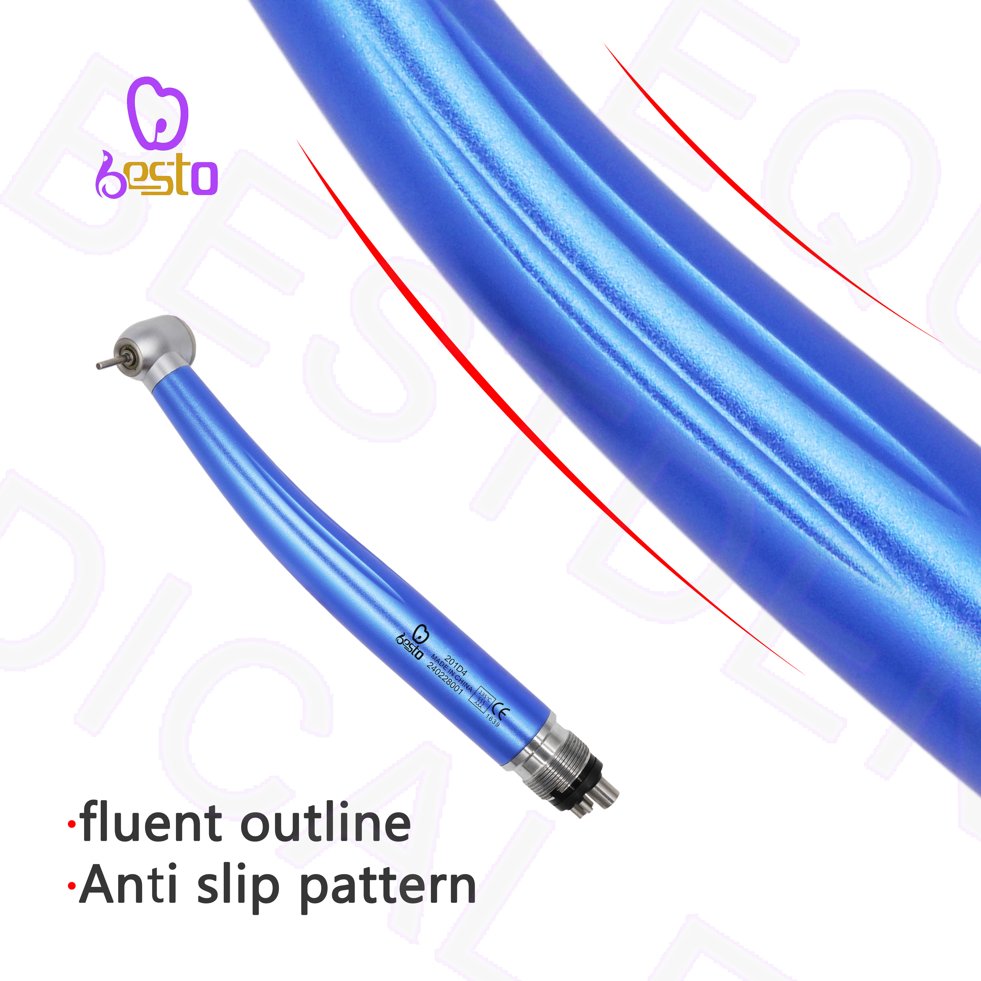 Dental High Speed Handpiece Blue Color Torque Head Turbine Stainless Steel Air Turbine Polishing Handpiece Dentistry Equipment