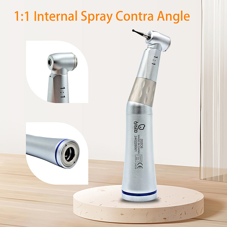 1:1 Internal Spray Contra Angle Dental Air Turbine Handpiece 