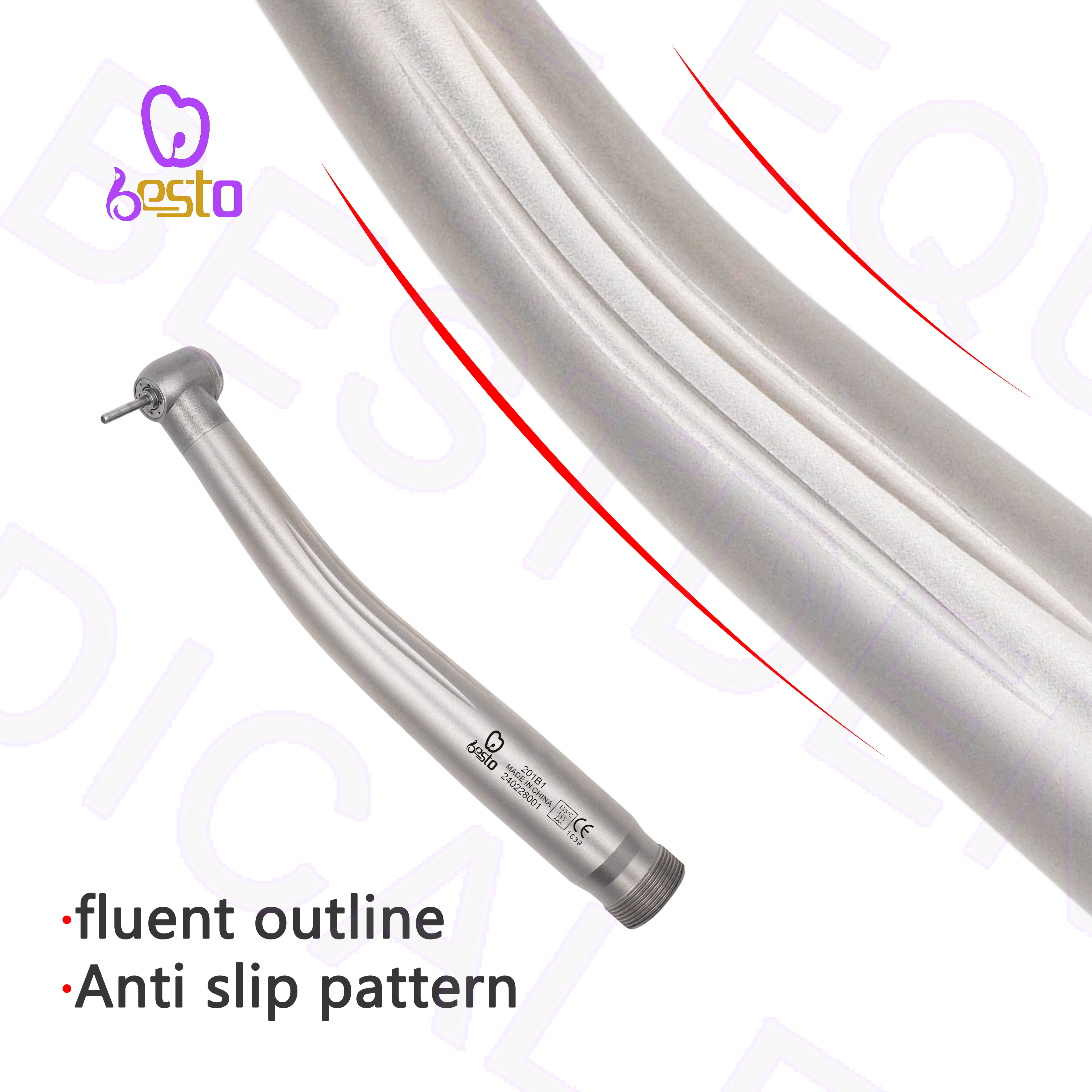 BESTO High Speed Handpiece Stainless Steel Dental Tip 4 Water Sprays Air Turbine 2holes Mini Head Dental Instrument