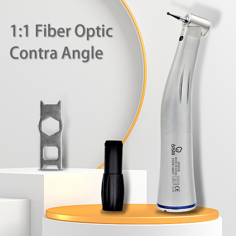 Dental 1:1 Fiber Optic Contra Angle Stailess Steel Single Spray Low Speed handpiece Dental Handpiece 