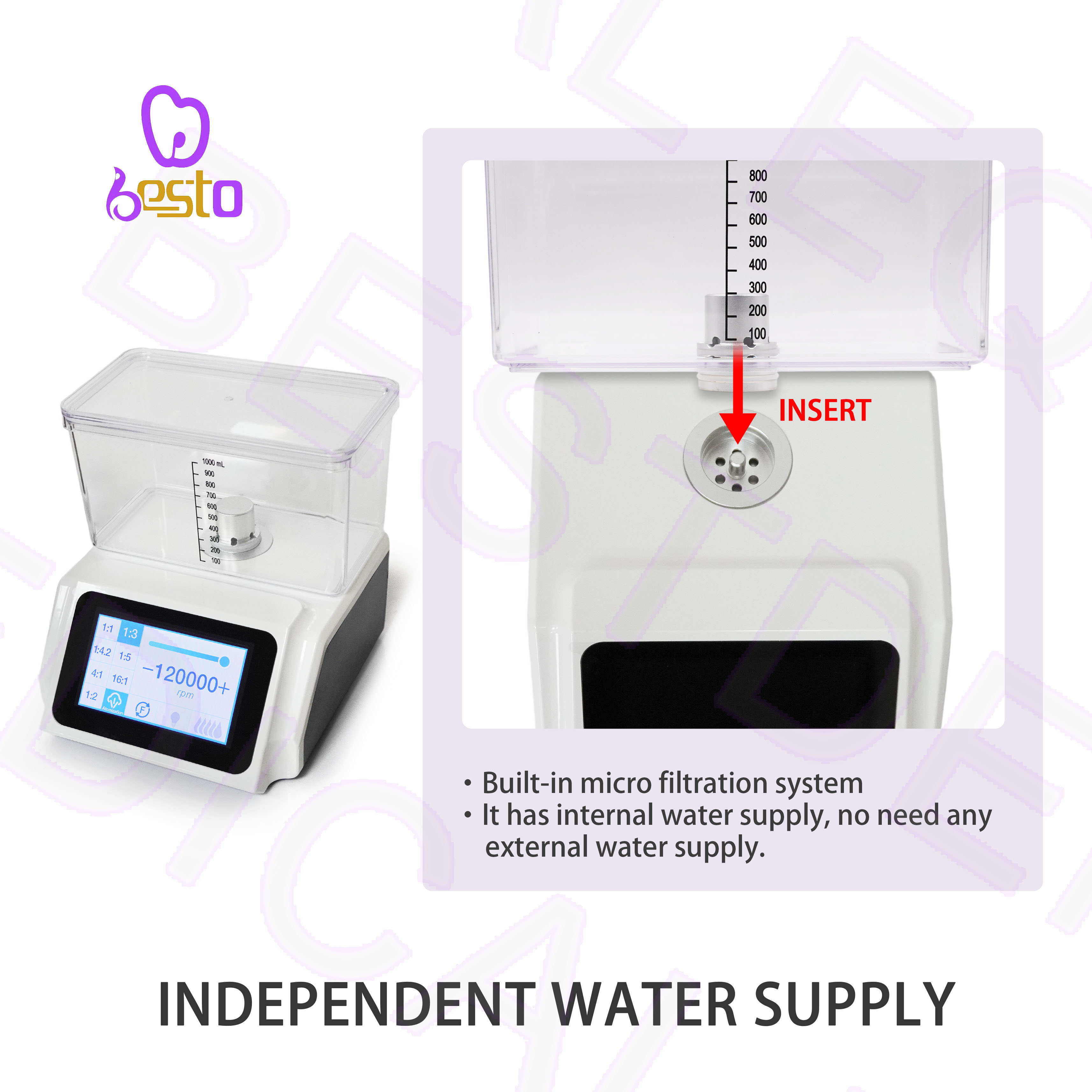 Portable Brushless Dental Electric Micro Motor Handpiece Turbine Power Source Plastic Automatic Water Supply Bottle