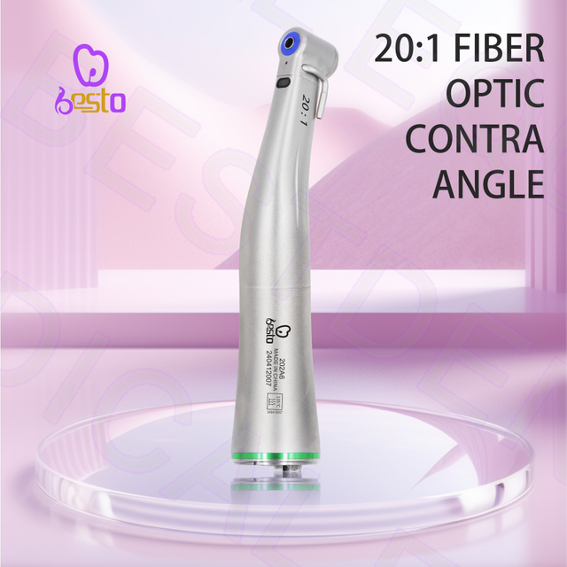 Fiber Optic Dental Low Speed Handpiece 20:1 Implant Contra Angle Push Button Stainless Steel Dental Implant Handpiece