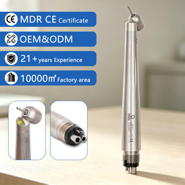 Dental E-generator High Speed ISO LED 45 Degree Surgical Handpiece 4 Holes Dental Air Turbine Tips