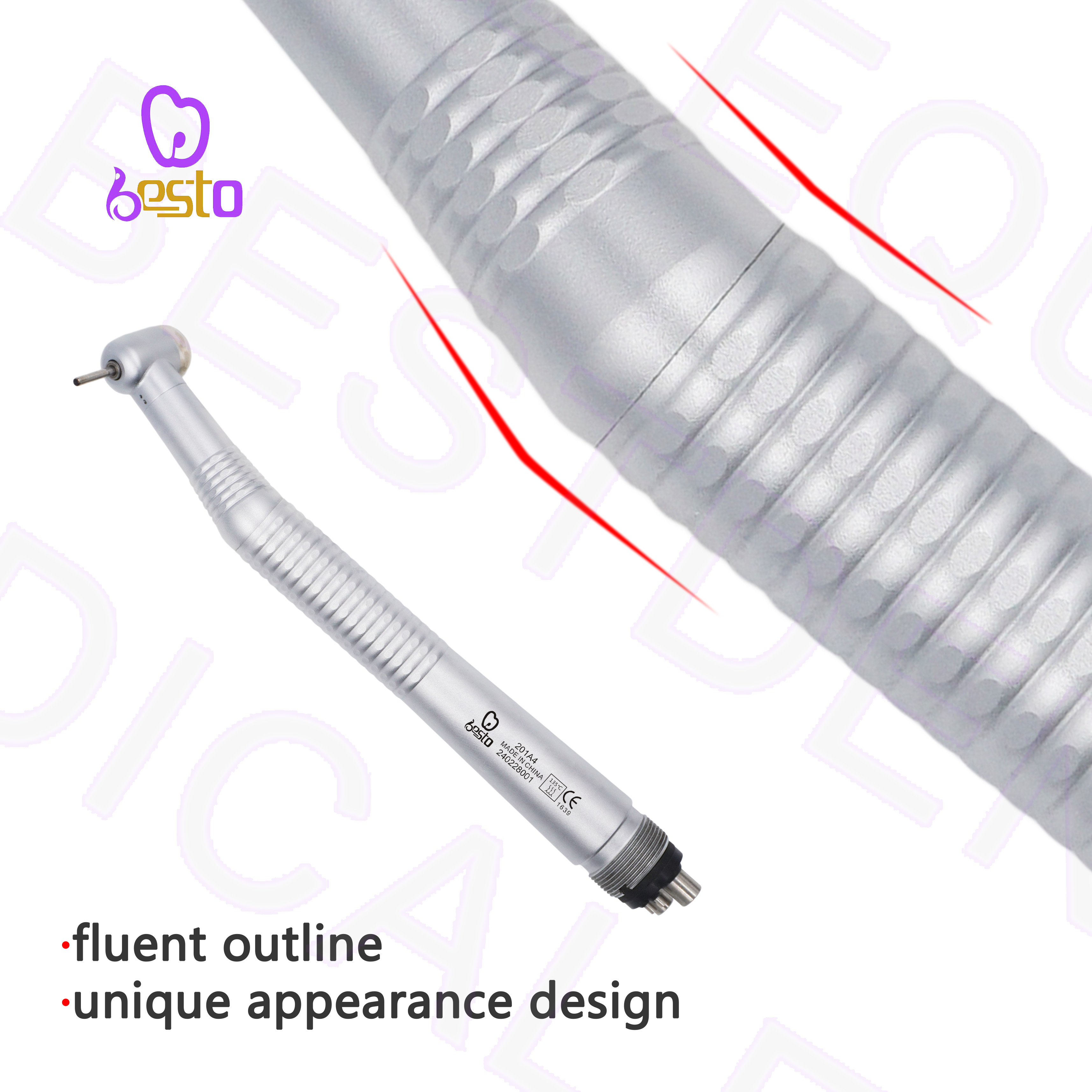 Dental Handpiece 4 Holes High Speed Single Spray Turbine Dental Air Turbine Handpiece Treatment Instrument for Lab Dentist