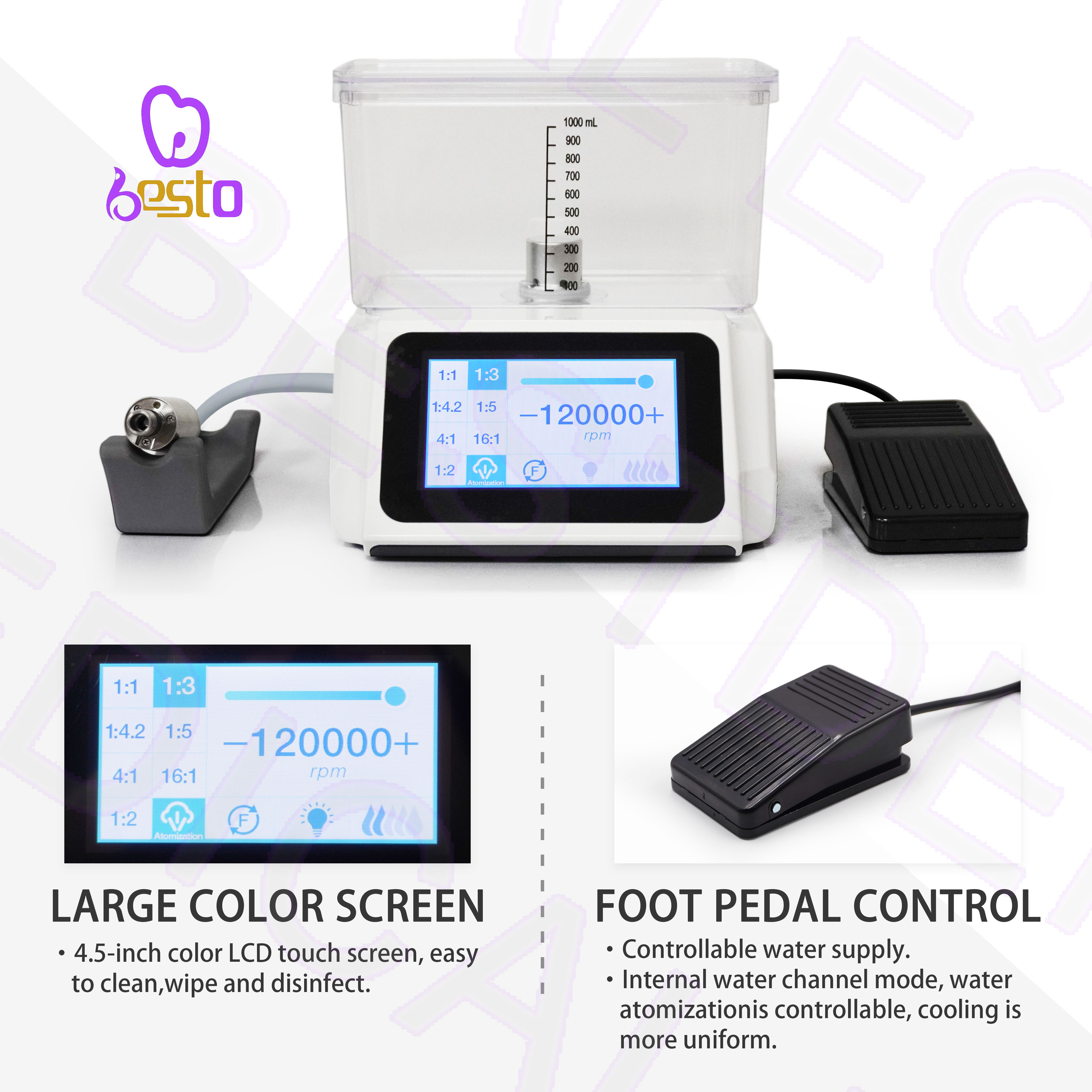 Portable Brushless Dental Electric Micro Motor Handpiece Turbine Power Source Plastic Automatic Water Supply Bottle