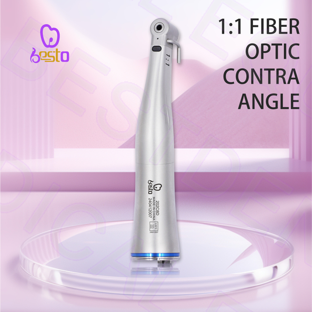 Dental Handpiece 1:1 Fiber Optic Contra Angle Push Button E-type Dental Low Speed Handpiec