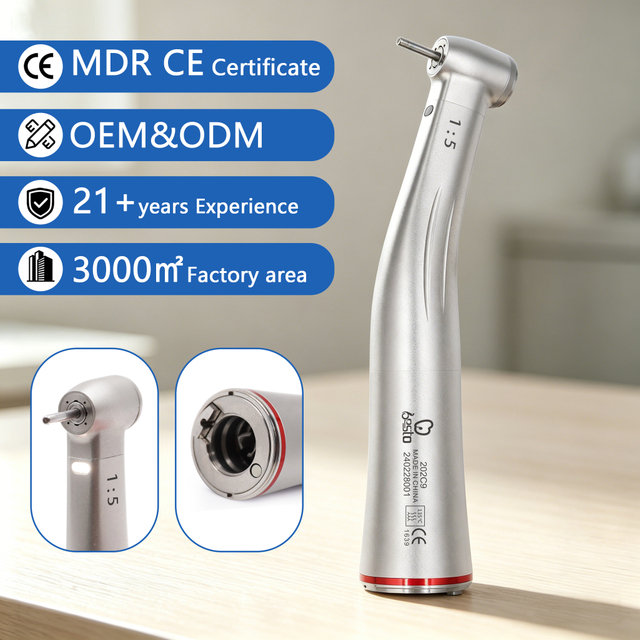 1:5 Increasing Fiber Optic Contra Angle Red Ring Dental Handpiece 