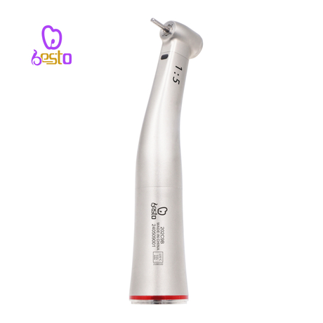 Dental 1:5 Increasing LED Fiber Optic Contra Angle Handpiece - Fits Electric Motors