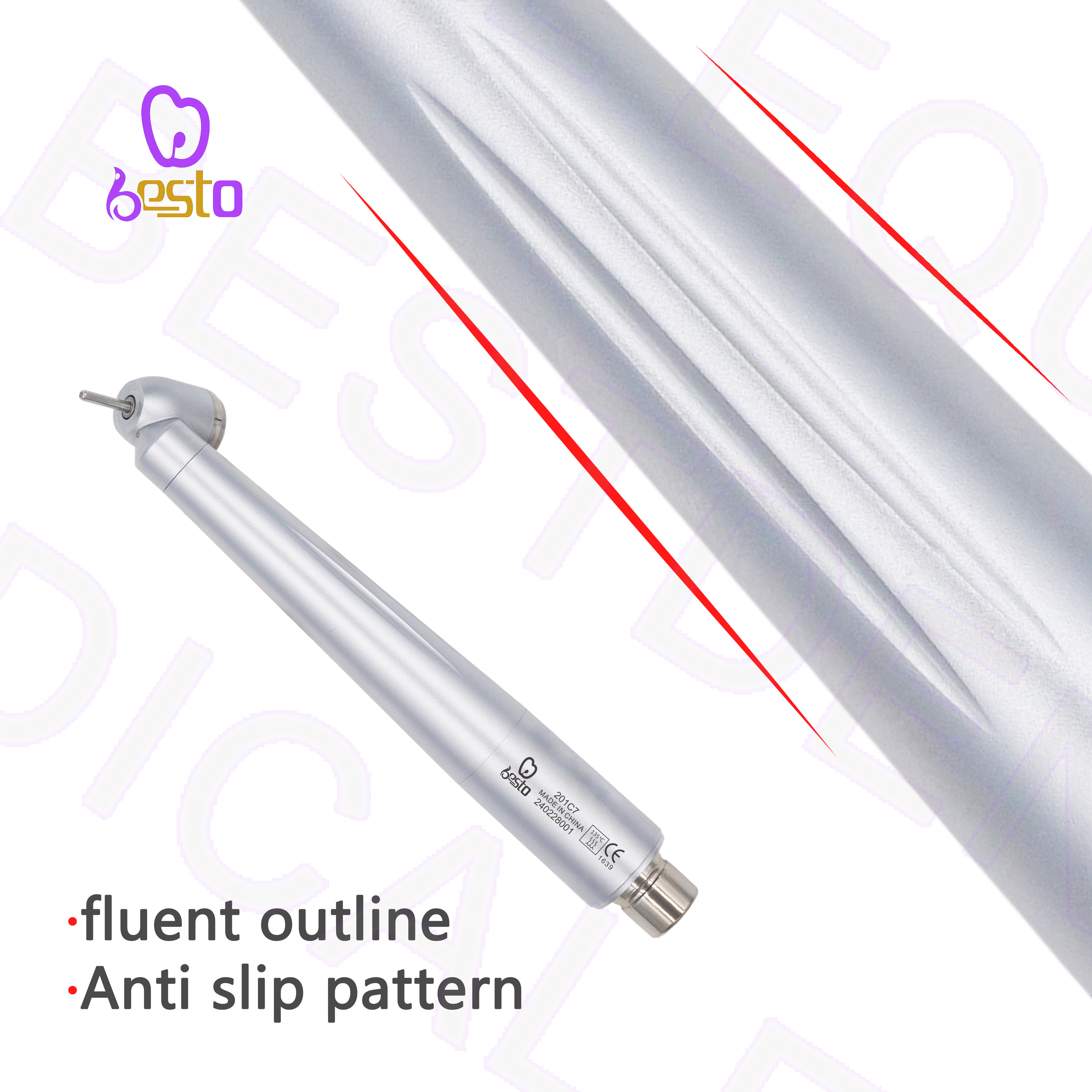 Dental 45 Degree Handpiece Push Button Air Turbine Handpiece Dental Equipment