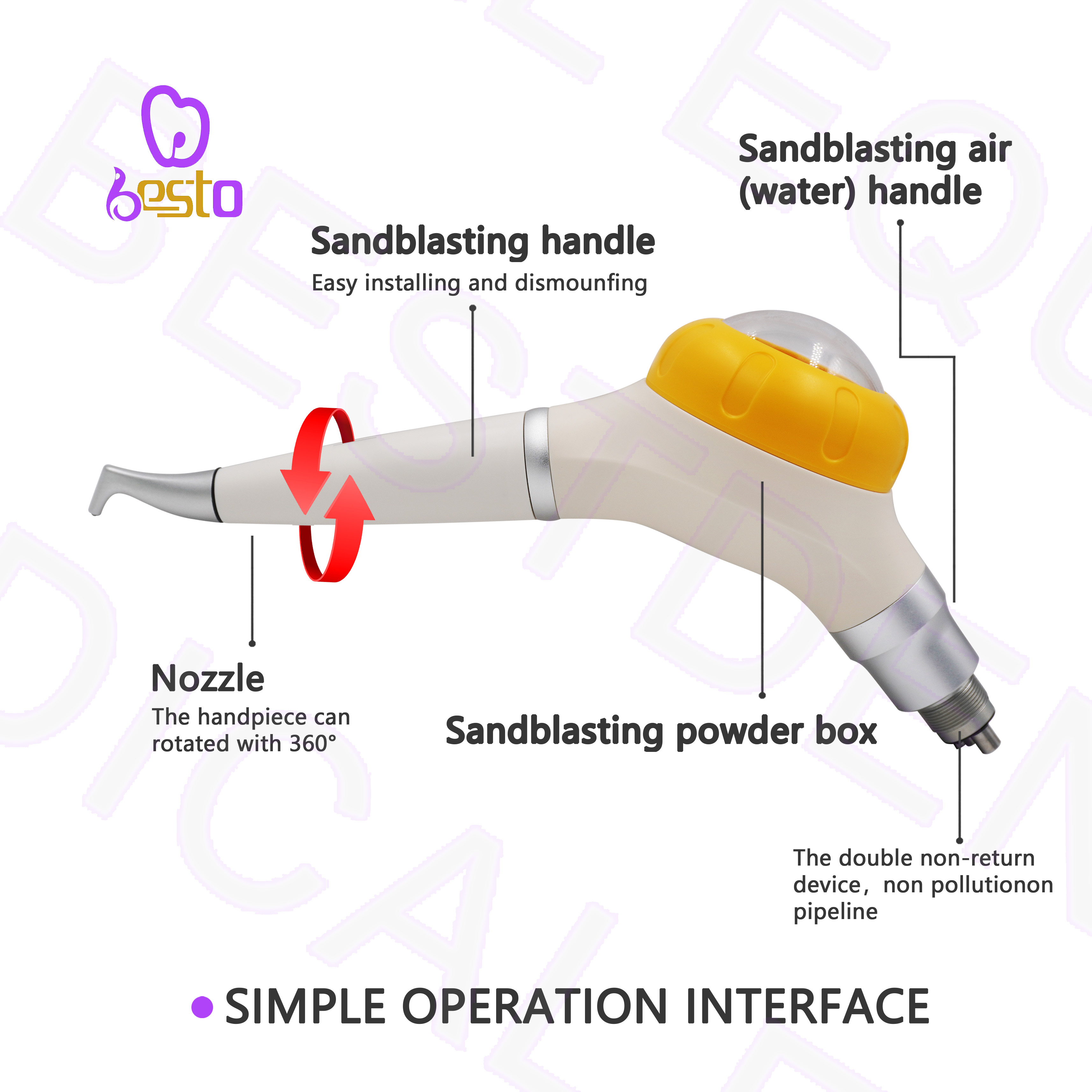 Dental Teeth Polisher Sandblasting Machine Intraoral Prophy Jet Dental Air Flow Polisher Sandblaster