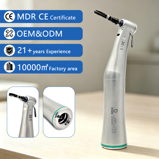 Dental Implant Product CE Certify Low Speed Fiber Optic 20:1 Implant Contra Angle Dental Air Turbine Handpiece 